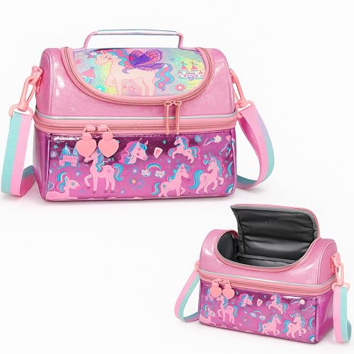 Image of FunBlast Insulated Lunch Bag for Kids - Leakproof Tiffin Bag with Shoulder Strap, Spacious, Durable and Easy to Clean, Lightweight Lunch Box Carry Bag for School, Picnic & Travel (Unicorn)