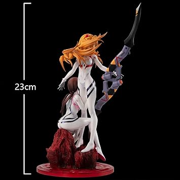 Zhongkaihua Makinami Illustrious Asuka Langley Soryu Figure 2 Characters Battle Dress Anime Figure PVC Model Computer Desktop Decoration Collectible Gift (23cm)