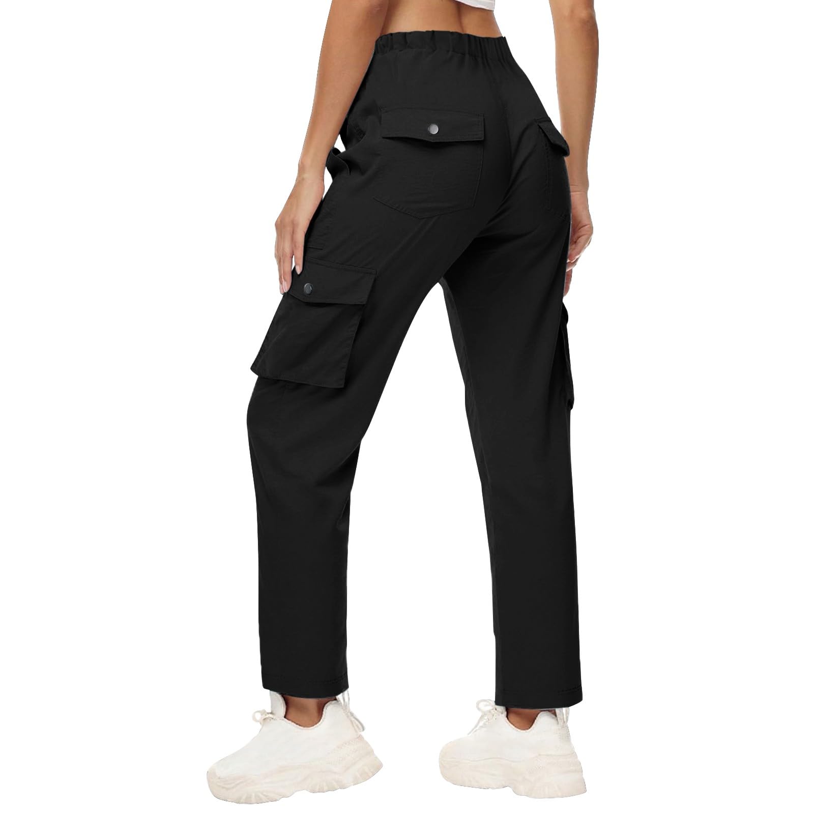 Pantaloni cargo da donna in mussola, traspiranti, estivi, con tasche | Pantaloni estivi in cotone, leggeri e ad asciugatura rapida, in tinta unita, per il tempo libero, casual, da trekking