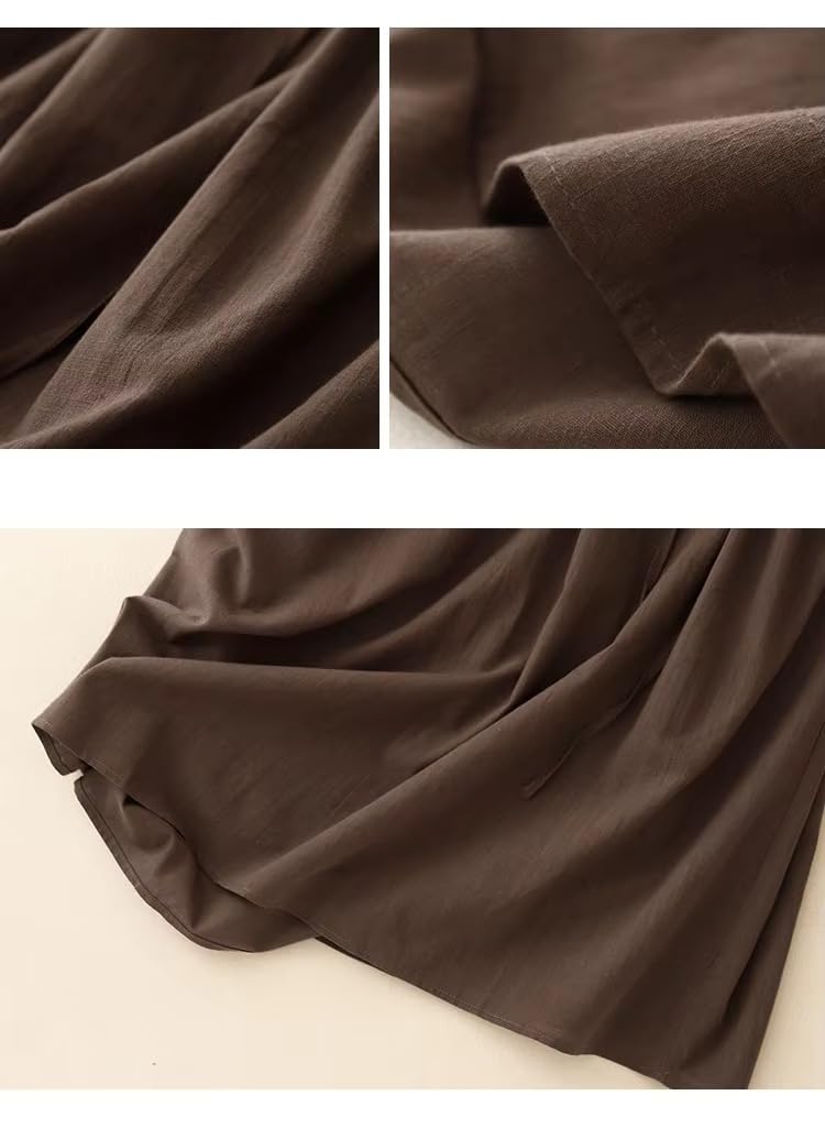 Abito estivo da donna in tinta unita con colletto alla coreana manica corta casual allentato pizzo in vita abiti midi