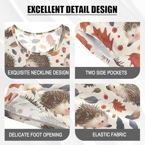 Hedgehog Leaves Animal Pajama Set Pajamas Sleepwear Nightwear Loungewear Clothes Set B04033514