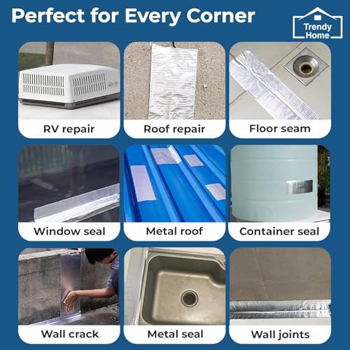 Image of Trendy Home Super Strong Waterproof Adhesive Tape for Roof Leakage Repair | Aluminium Butyl Rubber Sealant Tape for Pipe, Tank, Window, 2 inch, 5 Mtr