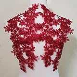 Embroidered Car Bone Lace Paste Flower Wedding Dress Evening Dress Children's Headdress Cuffs DIY Accessories Lace Fabric Accessories (Wine red)
