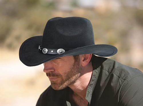 Women & Men Felt Western Cowboy Hat Classic Roll Up Brim Belt Buckle Cowgirl Fedora #TOP6