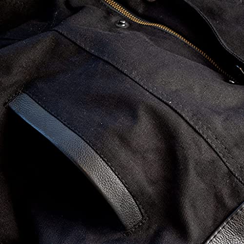 Iguana Custom Collection Biker Custom Schwarze Jeans-Weste mit Lederdetails, Schwarz , XL