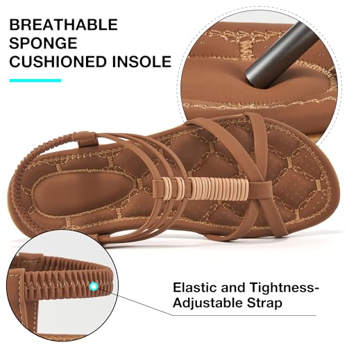 Alicegana Womens Sandals Summer Dressy Gladiator Flat Comfortable Walking Shoes Non Slip Casual Beach Ladies Sandal3