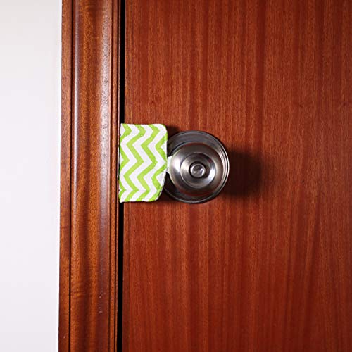 Image of Door Silencer Door Jammer Door Closer Cushion Nursery Door Silencer Door Latch Cover 3 Pack for Noise Reducing Quiet Doors Baby Toddler Safety 3.25 x 5.5 Inch (Green Chevron)