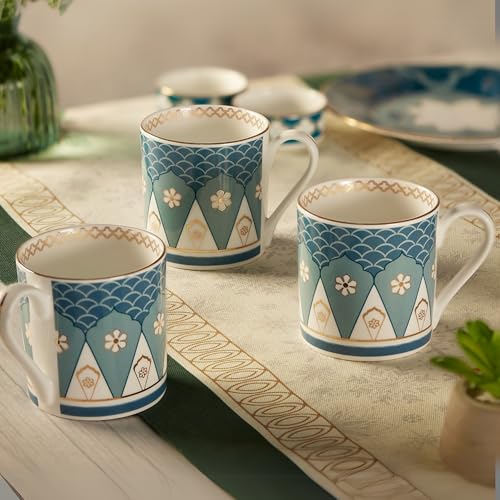 Image of India Circus Fine Bone China Coffee Mug Set of 6-220 Ml Each | Accented with 22 Carat Gold (6 Pcs)(LE11), Tea Cup Set of 6, Mugs for Coffee, Cups Set, Ideal for Gifting, Perfect for Home & Office
