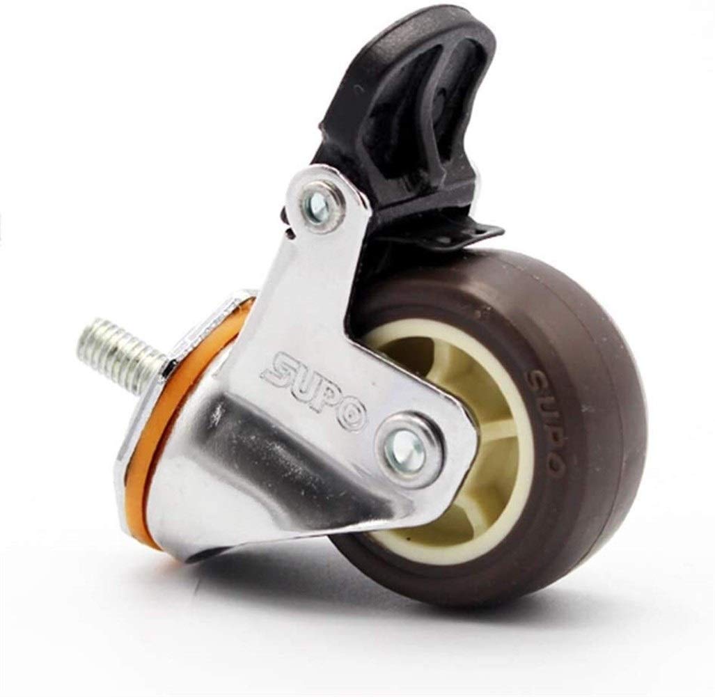 4pc Gummi Swivel Rad Castor Räder □ 38mm, M6-Gewindebolzen, mit Bremsmöbelrollen, Mute, for Trolley, Air Box 1.5 Zoll-Schraube M6 Gummi Universal-Rad mit Brems 6mm Super-Quiet-Blumenregal