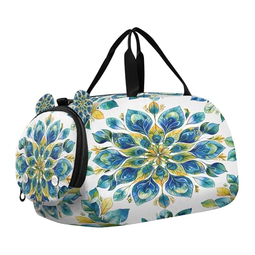Mandala Kids Overnight Sports Duffel Bags with Shoe Compartment & Wet Pocket Travel Sport Gym Bag for Girls Boys