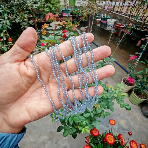 Image of 2mm Rondelle Glass Beads for Jewelry Making, Faceted Briolette Crytal Spacer Beads for Bracelet Necklace Earring, Light Blue Grey 1200pcs