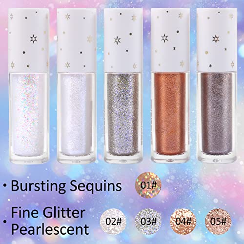 Erinde Liquid Glitter Eyeliner Eyeshadow, Korean Makeup, | Tear Drop, Shimmer Metallic, Lightweight Water Texture, Long Wearing | Loose Glitter Glue For Crystals Eye Glitter Christmas, #01 Galaxy Flash #TOP5