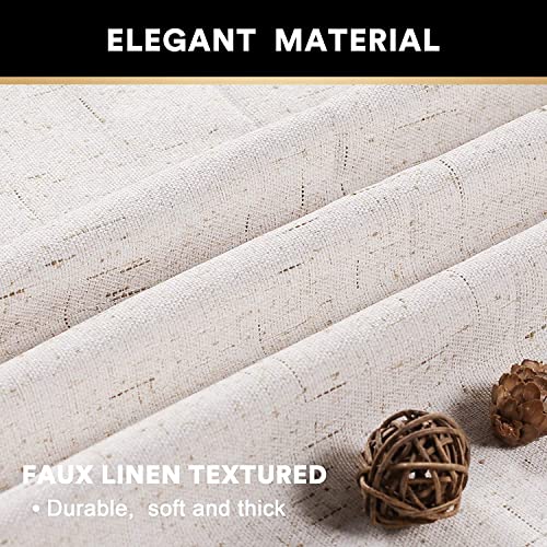 Image of PrinceDeco Linen Blackout Curtains 108 Inch Blackout Curtains 100% Black Out Curtains Linen Look Patio Door Curtains for Sliding Glass Doors Extra Wide Thermal Insulated Drapes,W100 X L108 Inch, Ivory