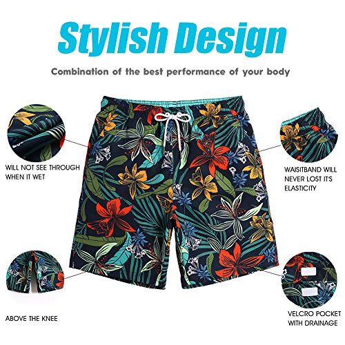 Image of maamgic Mens Slim Fit Swim Shorts Swim Trunks 7 inch Quick Dry Mens Bathing Suits with Mesh Lining