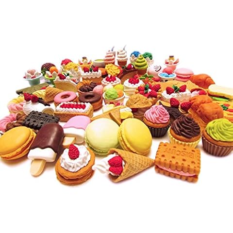 30pcs Novelty Food Style Pencil Rubber Erasers?Fruit Vegetable Dessert Puzzle Party Erasers for Kid Party Bag Fillers Cover
