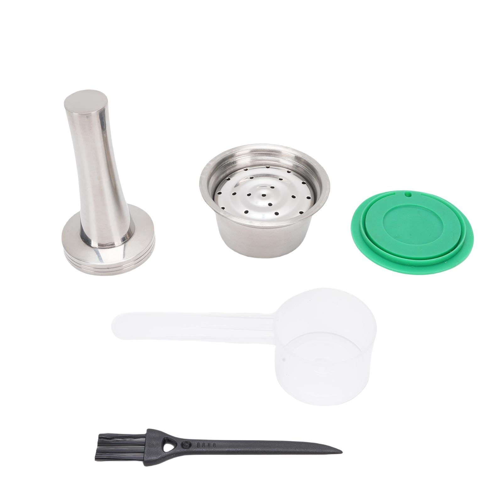 Fdit Juego Reutilizable de Cápsulas de café de Acero Inoxidable para una Experiencia de café Personalizada con Prensador y Cepillo de Limpieza - 1 Unidad