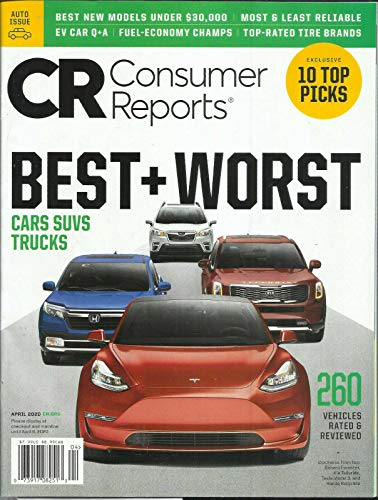 CR CONSUMER REPORTS MAGAZINE APRIL 2020, BEST+WORST CARS SUVS TRUCKS.