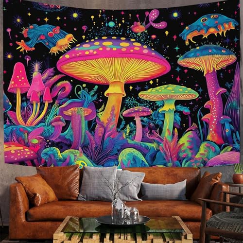 Champignons magiques tenture murale grand format déco ciel étoilé pour chambre