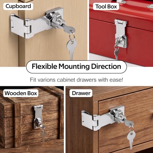 Image of 3.15 Inch Zinc Alloy Double Hinge Hasp Latch Locks with Keys, 1 Pack