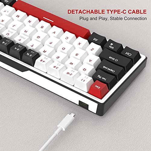 Image of MageGee 60% Mechanical Gaming Keyboard,68Keys Compact Blue LED Backlit Gaming Keyboard, Sky Wired Ergonomic Mini Office Keyboard for Windows PC Gamer (Black White /Brown Switches)