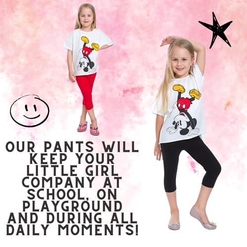 hi!mom Girls Cropped Cotton Leggings Basic Plain Kids Capri Pants Age 2-133