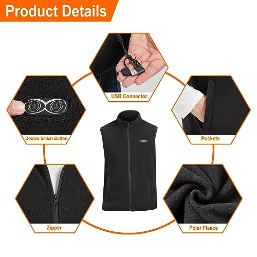 Ejoy Heated Vest - Polar Heated Fleece Vest For Men and Women no include battery4