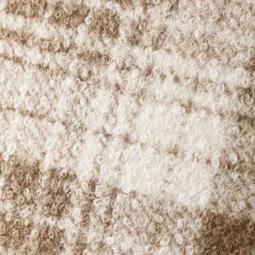 Image of Foindtower Pack of 2 Soft Faux Fur Boucle Throw Decorative Pillow Covers Fuzzy Accent Check Cushion Sherpa Boho Farmhouse Pillowcase for Couch Sofa Bed Living Room Home Decor 20x20 Inch,Khaki Brown