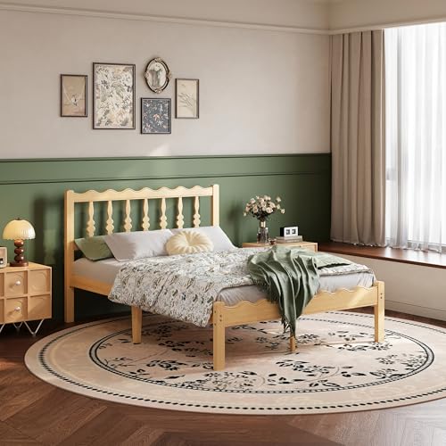 ZIYOO Solid Bamboo Wood Full Size Bed Frame with Headboard, 14 inch Platform Bed Frames Full No Box...