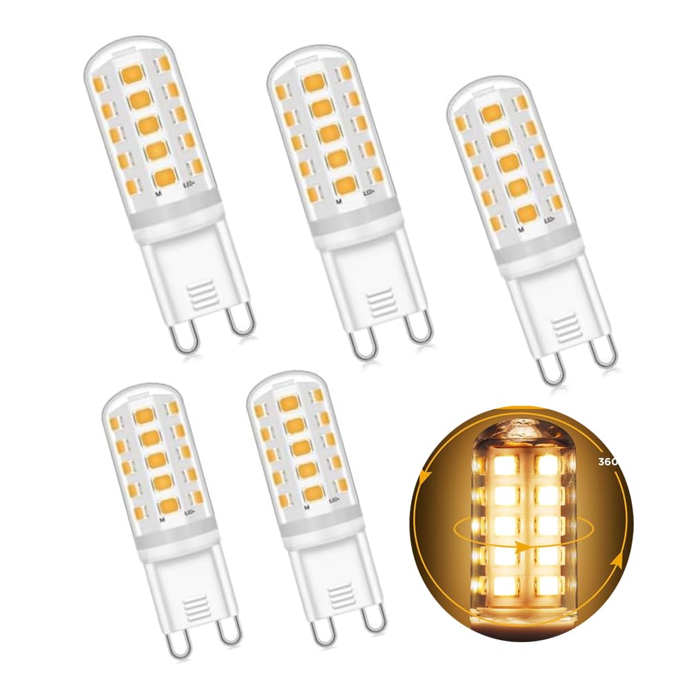 AWSGHLF 5 Pack G9 LED Bulbs - G9 LED Bulbs Warm White 3000K, 3.5W 400LM, Equivalent to 40W G9 Capsule Bulb Energy Saving G9 Light Bulbs for Home Lighting Chandelier Wall Light Ceiling Lights