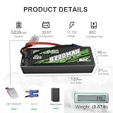 OVONIC 3S Lipo RC akumulator 80C 5200 mAh 11,1 V Lipo akumulator z wtyczką EC5 Hardcase do RC Car Monster Truck RC Truggy Buggy RC Truck Hobby