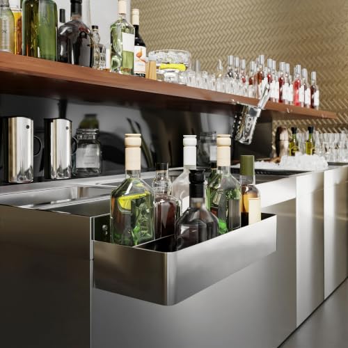 Image of AmGood 22 in. Abreast Double-Tier Stainless Steel Speed Rail Rack for Bars, Restaurants, Nightclubs, and Home Bars - Liquor Bottle Storage & Organization