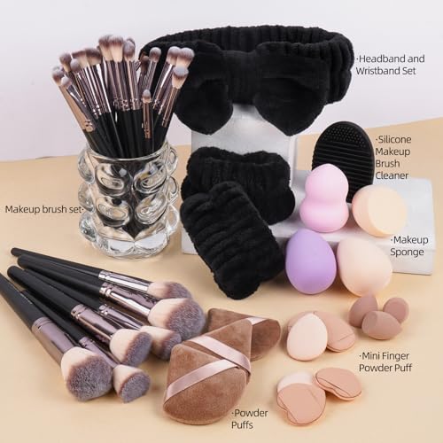 MAANGE Makeup Brushes 51 Pcs Makeup Kit, Multi-functional Makeup Tool Set with Makeup Brush Foundation Brush Make up Brushes Set (Black Gold) - Image 3