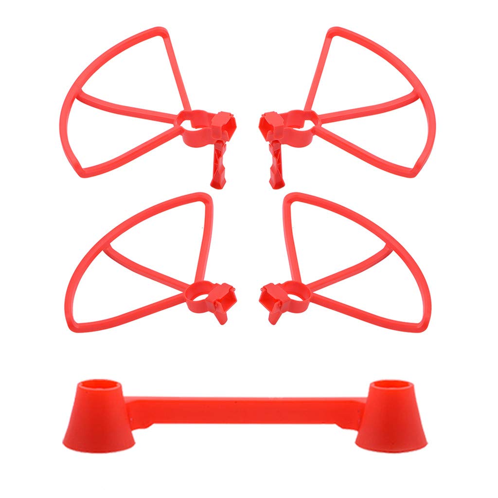TANGON Bladed Paddle Protection Ring Spare Part Set Quick Release Propeller Guard with Landing Gear Legs and Remote Controller Stick Protective Cover for Hubsan Zino H117S (Red)