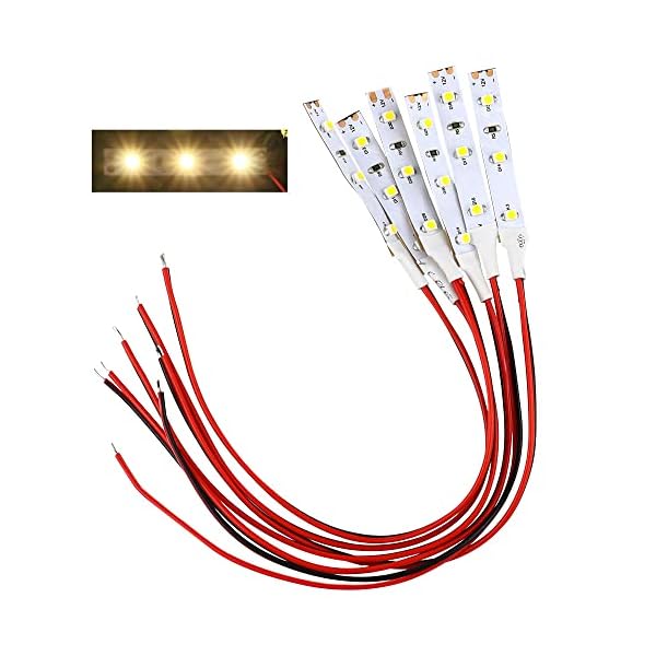 UYUYong Modellbau LED 6 STK 3-LED Hausbeleuchtung 5cm Warmweiss Modellbau mit Kabel 20cm 12-18 V DD01WM-10N-EU für…