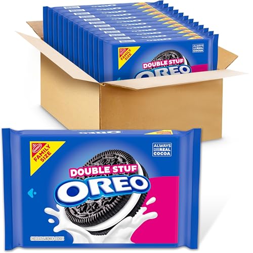 Image of OREO Double Stuf Chocolate Sandwich Cookies, Family Size, 12-18.71 oz Packs