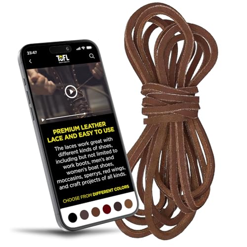 TOFL Leather Logger Work Boot Laces - 108&rdquo;, Medium Brown | Genuine North American Cowhide...
