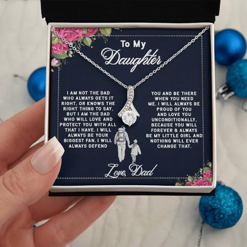 To My Daughter Necklace From Dad, Inspirational Message Card, Graduation, Birthday, Christmas Gift4