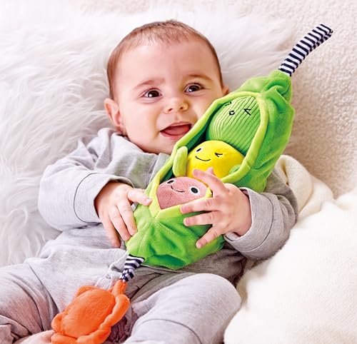 Hape Hochet 3 petits pois | Jouet sensoriel pour enfants | Avec de nombreux sons et textures | A accrocher au landau – Image 4