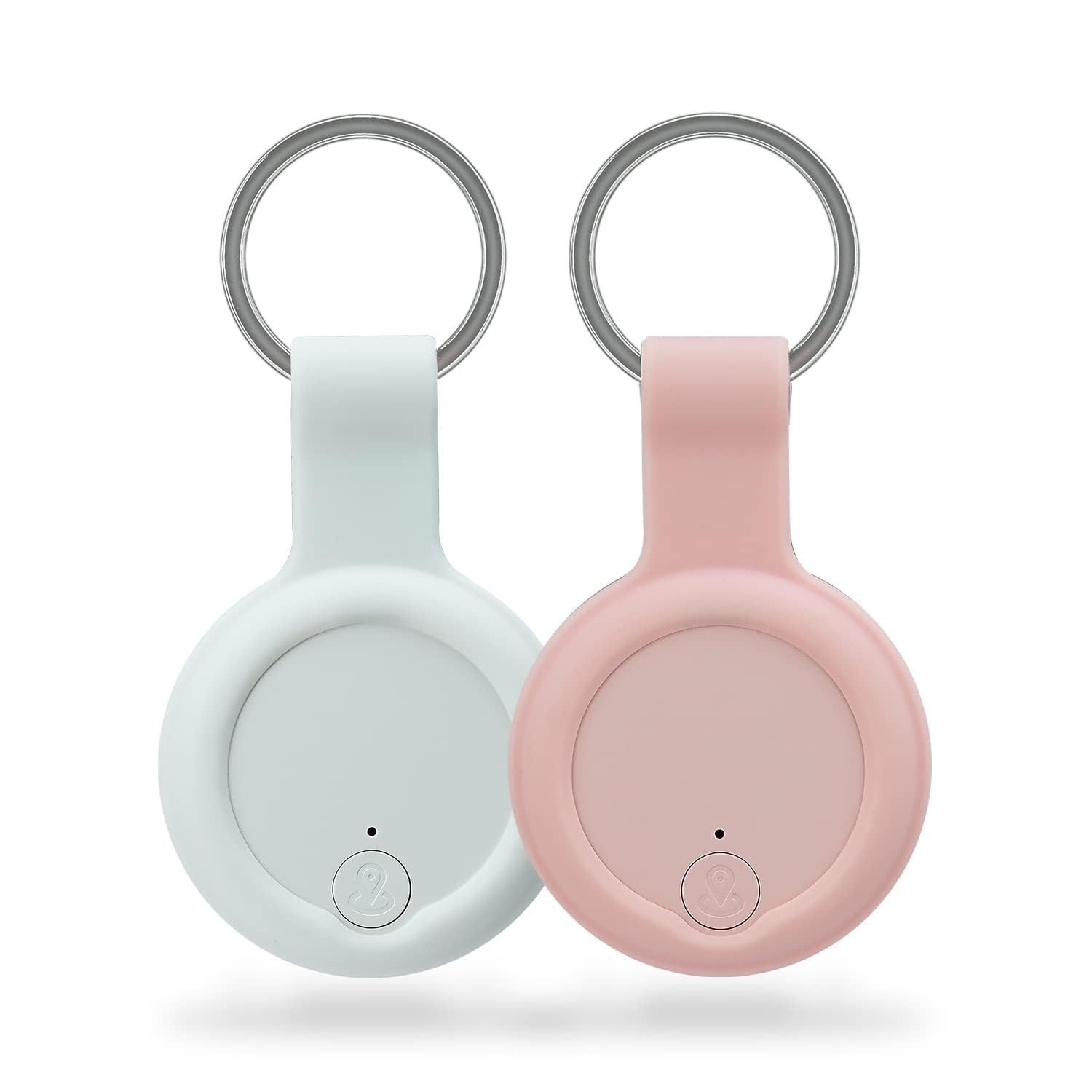 2 Pack Bluetooth Key Finder Locator, Mini Anti Lost Item Finder Tag Key Tracker Alarm For Pet, Key, Wallet, Luggage, Compatible With Ios And Android, Incl Silicone Protective Cases (White and Pink)