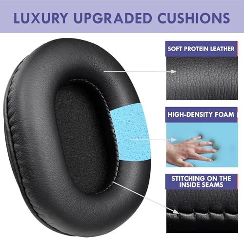 Image of Mayklen Headphone Cushion Pad Compatible with Boat Rockerz 550 & Boat Immortal IM 700 /IM1000D /IM 1300 Ear Cushion Replacement Pads Protein Leather, High-Density Memory Foam Earpad Cushions