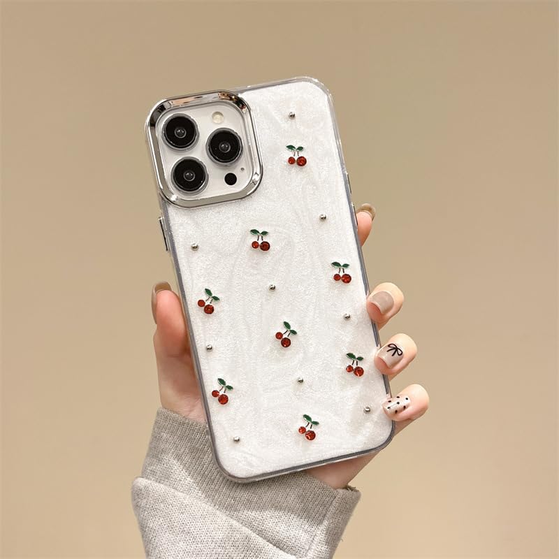 Lovmooful Funda Compatible Con IPhone 16 Pro Max, Bonito Diseño Negro Cereza Para Niñas Y Mujeres, TPU Suave A Prueba De Golpes, Protector Femenino Para IPhone 16 Pro Max, Cereza