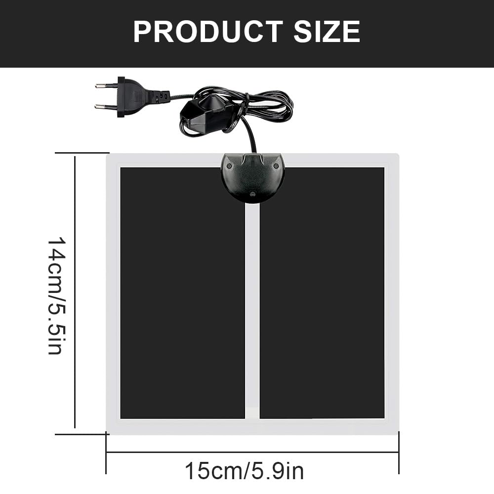 Tapis Chauffant Reptile, 2PCS 5W Tapis Chauffant pour Terrarium avec Contrôle de La Température, Tapis Chauffant pour Aquarium Réglable, pour Lézards Geckos Serpents(14x15cm)
