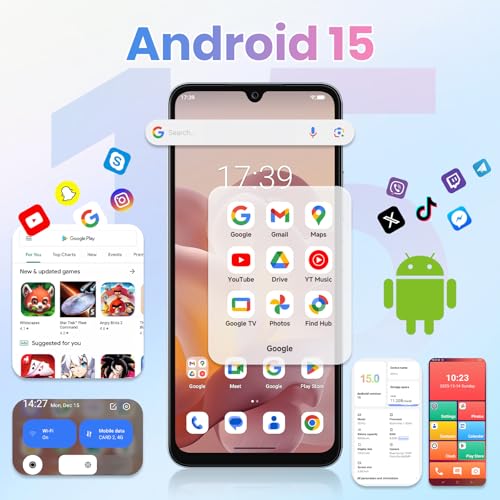 FOSSIBOT S5 Pro Android 15 Smartphone | 32GB+256GB/2TB, 6.88" HD, 6000mAh, 50MP+8MP AI Camera - 2026 Black Cell Phone - Image 3