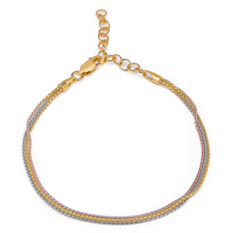 ZAVYA 925 Sterling Silver Minimal Modest Triple Tone Plating Chain Bracelet | | Gift for Women and Girls | With Certificate of Authenticity and 925 Hallmark (B0CTR1XS79) Amazon Price History, Amazon Price Tracker