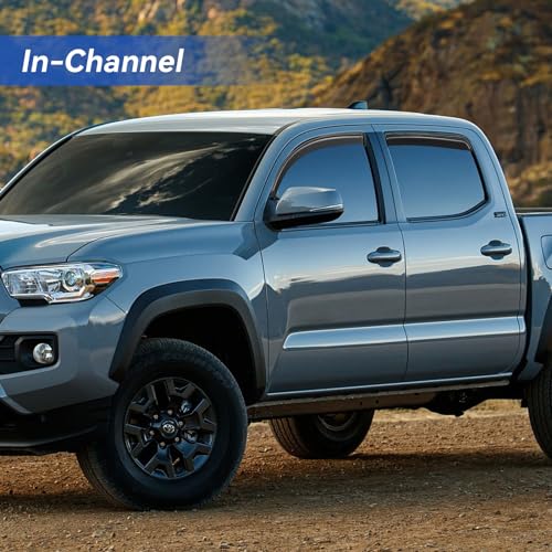 Image of in-Channel Window Visors Rain Guards for 2016-2023 Toyota Tacoma Double Cab, Window Vent Wind Deflectors Visors Shades for 16-23 Tacoma