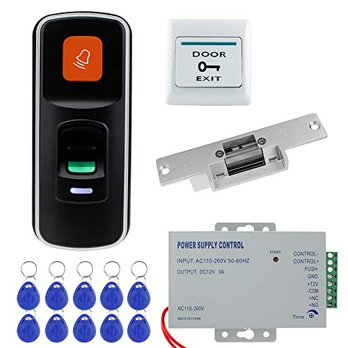 uoweky Sistema biométrico de bloqueo de la puerta del lector de RFID del kit de control de acceso de huellas dactilares (NC Lock)