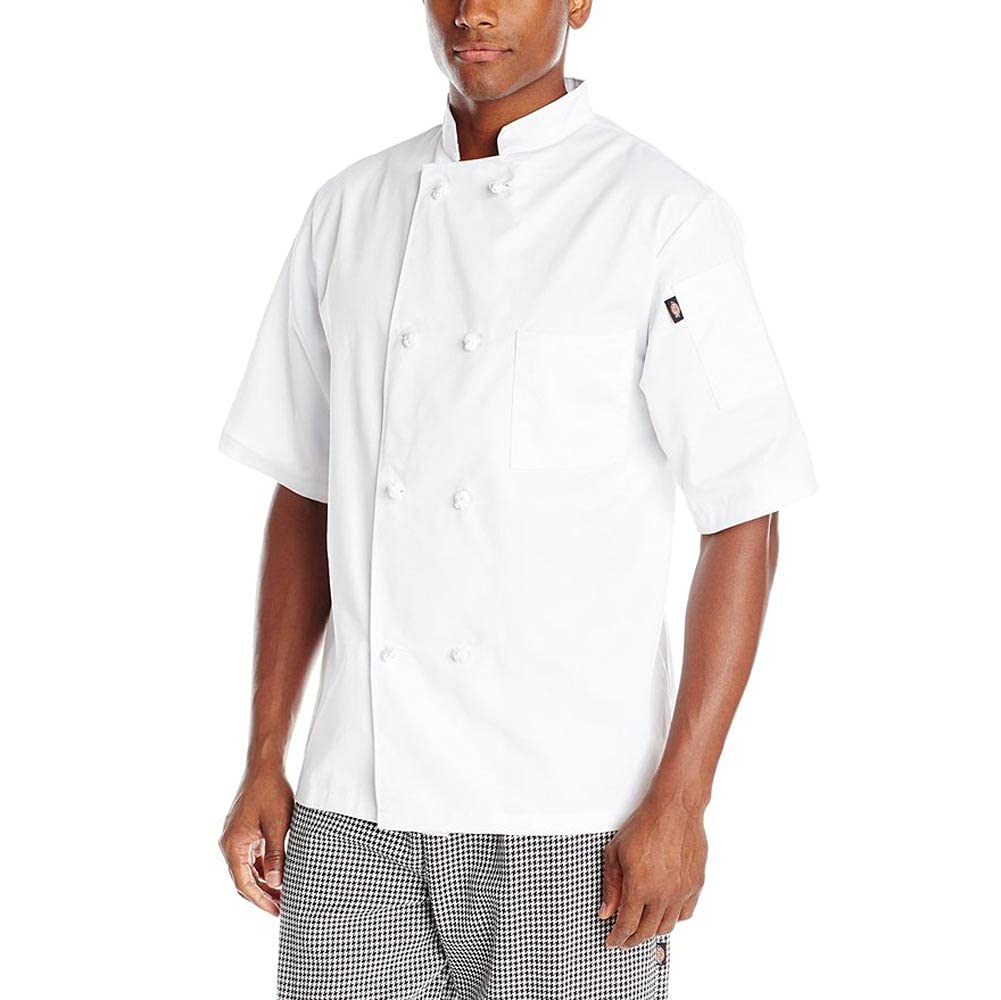 Dickies Men's Luigi Chef Coat, Short Sleeve with Cloth Knot Buttons