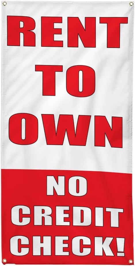 Vertical Vinyl Banner Multiple Sizes Rent to Own No Credit Check Business Outdoor Weatherproof Industrial Yard Signs 4 Grommets 30x12Inches