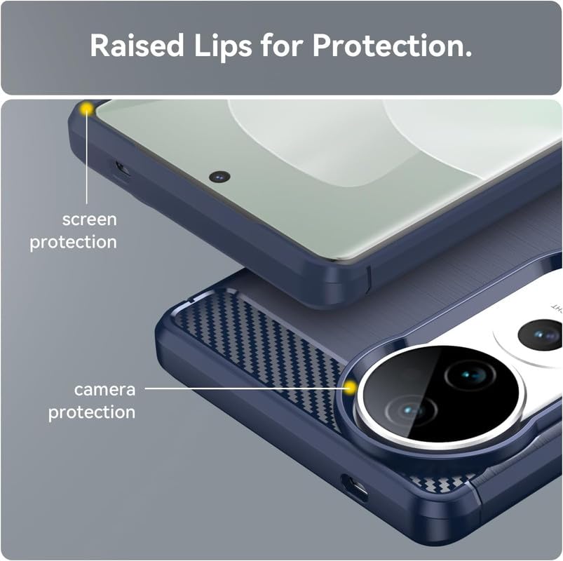 Image of NPRC Hybrid Ultra Slim Protective Case TPU Non-Slip Carbon Fiber Texture Shockproof Case Cover for Vivo V40 5G - Blue