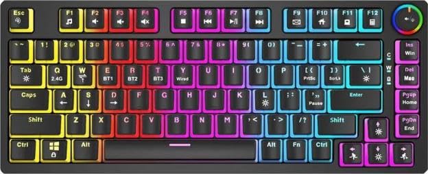 SAVIO SAVGK-Phenix Yellow Pudding Clavier Jouer USB RF Wireless Bluetooth QWERTY Anglais, Anglais américain Noir
